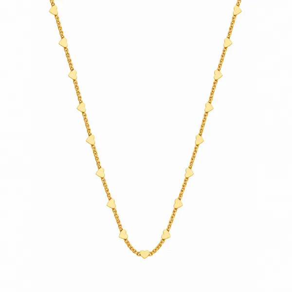 Colar Dourado Corrente de Corações